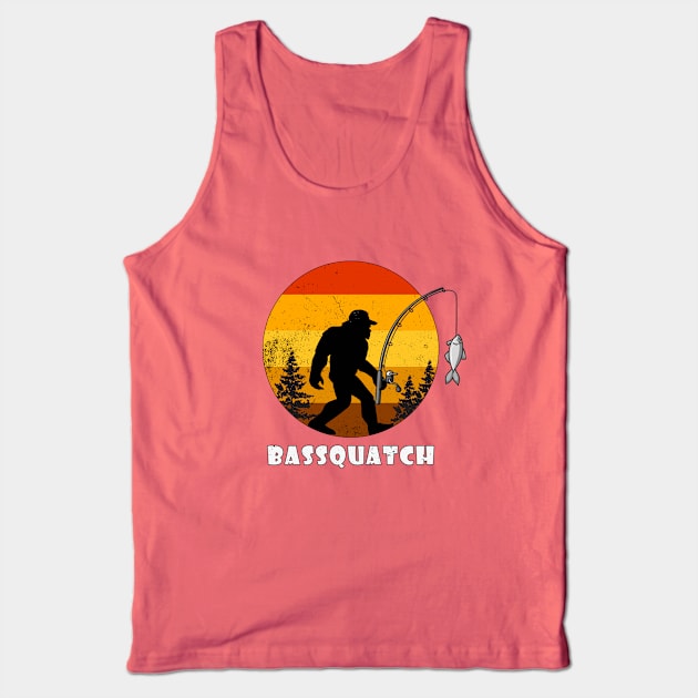 Bassquatch Funny Fishing Sasquatch Bigfoot Retro Tank Top by Jose Luiz Filho